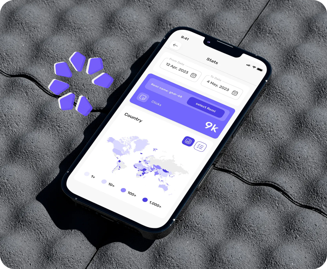 Phone displaying stats analytics dashboard